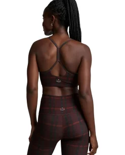 Beyond Yoga Softmark Slim Racerback Bra Dark Cherry Preppy Plaid New