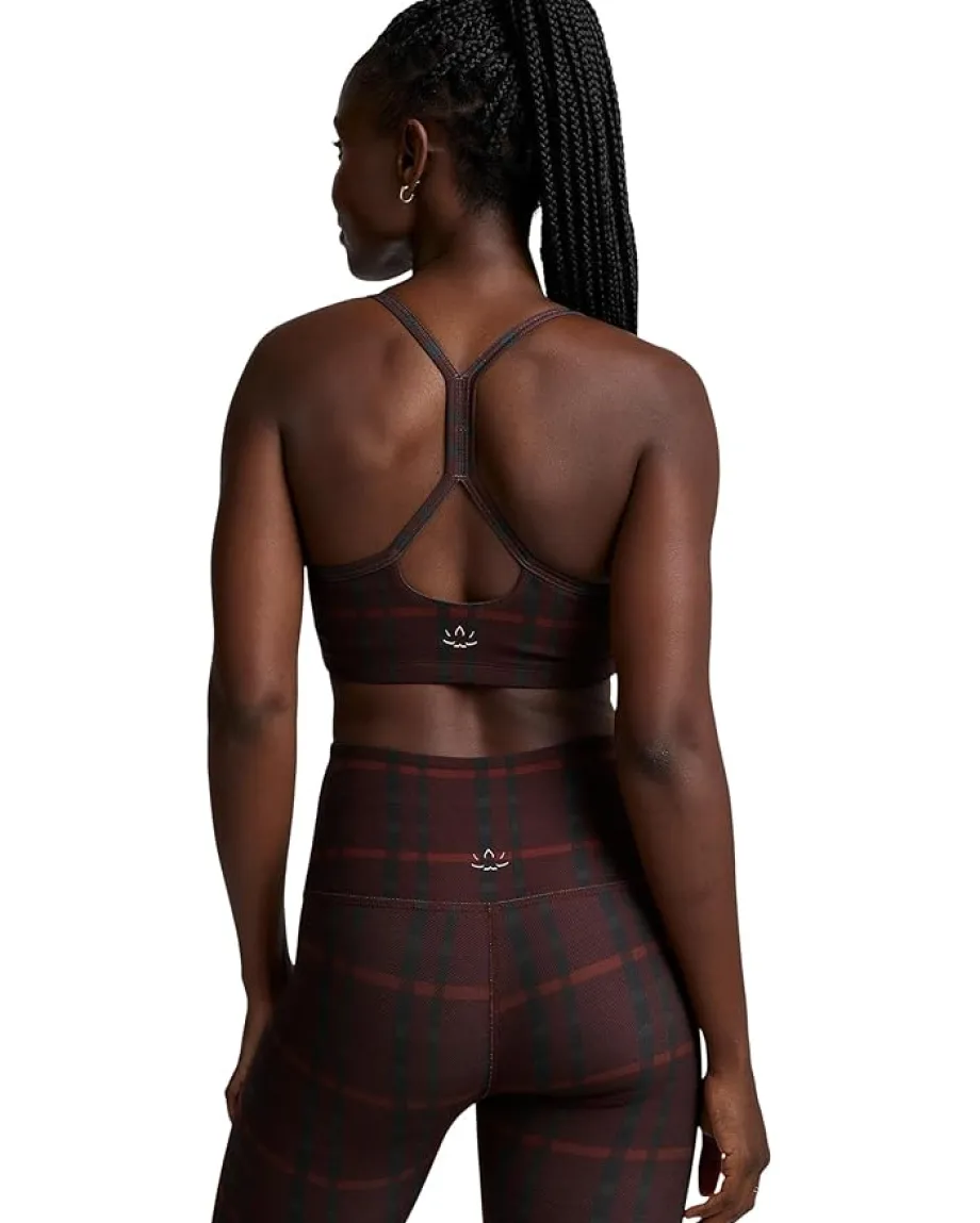 Beyond Yoga Softmark Slim Racerback Bra Dark Cherry Preppy Plaid New