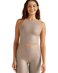 Beyond Yoga Softshine Refocus Cropped Tank Gold Stardust Foil Hot
