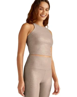 Beyond Yoga Softshine Refocus Cropped Tank Gold Stardust Foil Hot