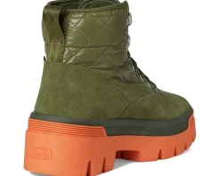 Keds Soho Boots Green/Coral Quilted Nylon Clearance