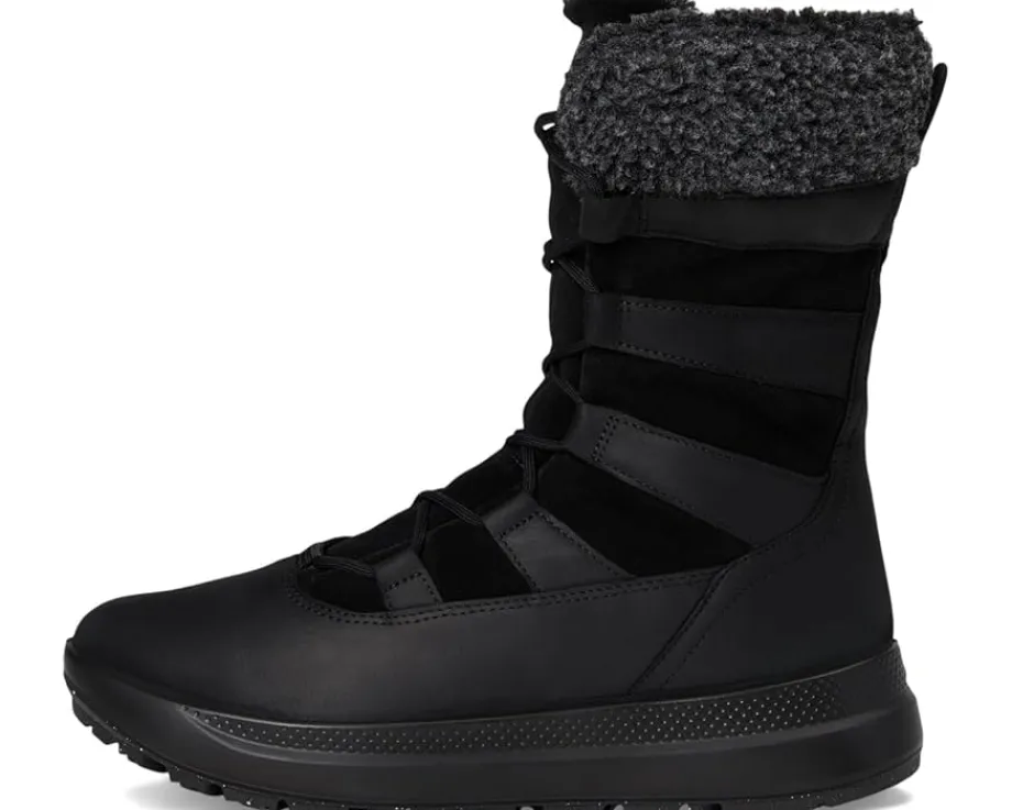 ECCO Sport Solice Waterproof High Snow Boots Black Nubuck Primaloft Outlet