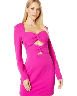 Women ONE33 Social Solid Double Knot Mini Dress