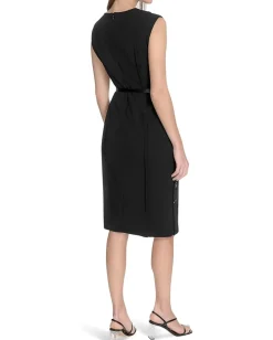 Women Calvin Klein Solid Scuba Crepe V-neck Sheath