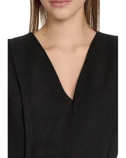 Women Calvin Klein Solid Scuba Crepe V-neck Sheath