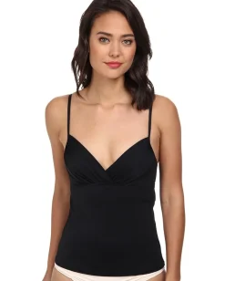 Women Badgley Mischka Solid Shirred Underwire Tankini Top