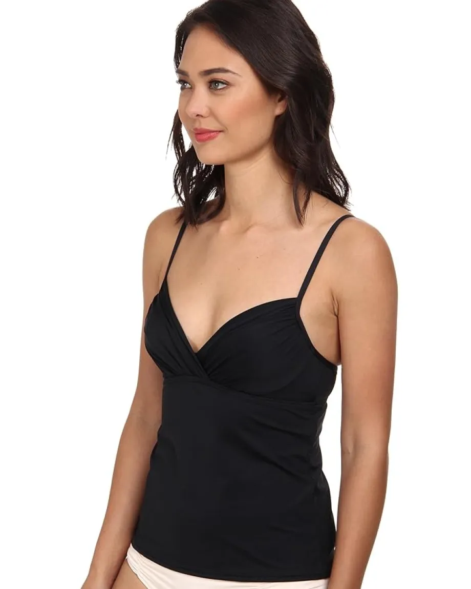 Women Badgley Mischka Solid Shirred Underwire Tankini Top