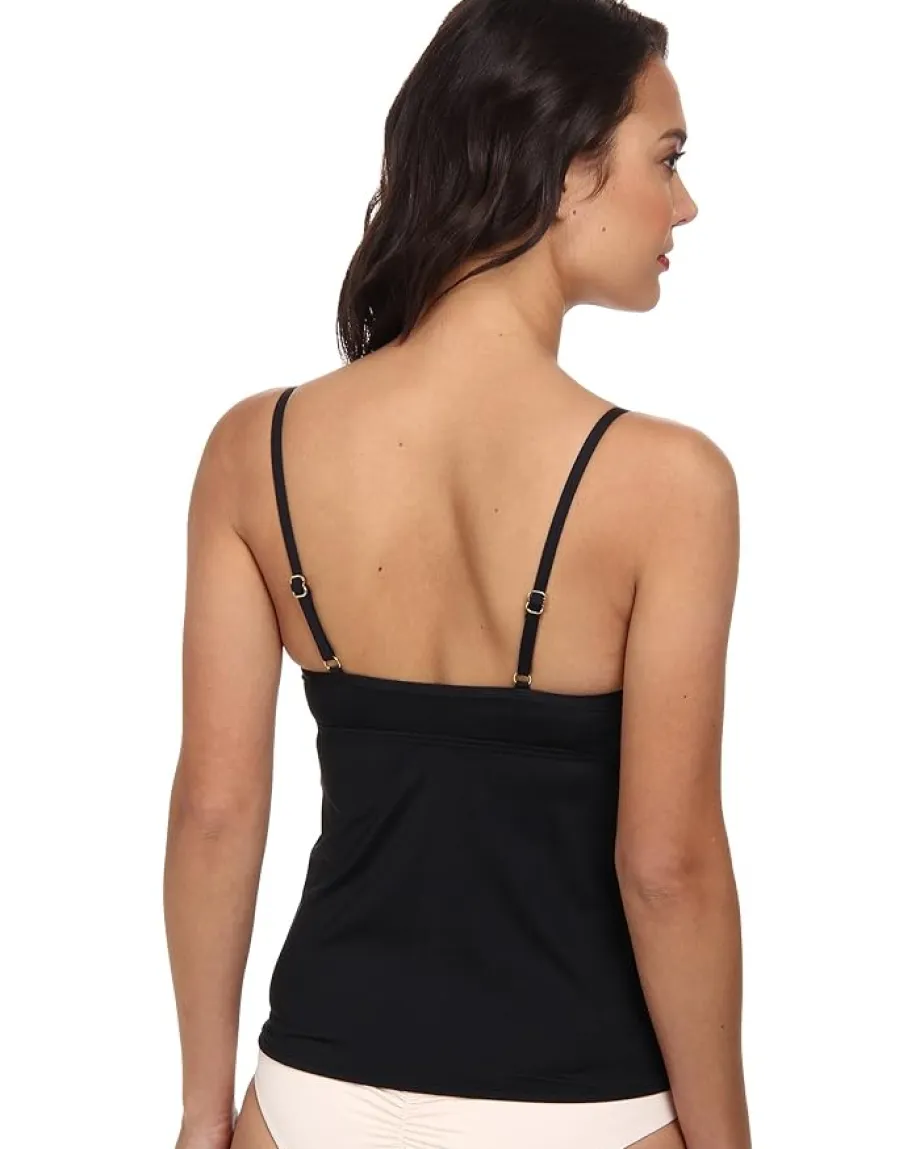 Women Badgley Mischka Solid Shirred Underwire Tankini Top