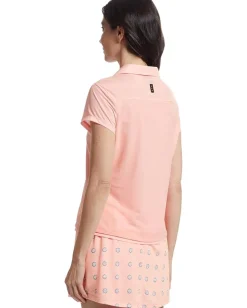 Women Jamie Sadock Solid Sunsense Polo with Mesh Overlay