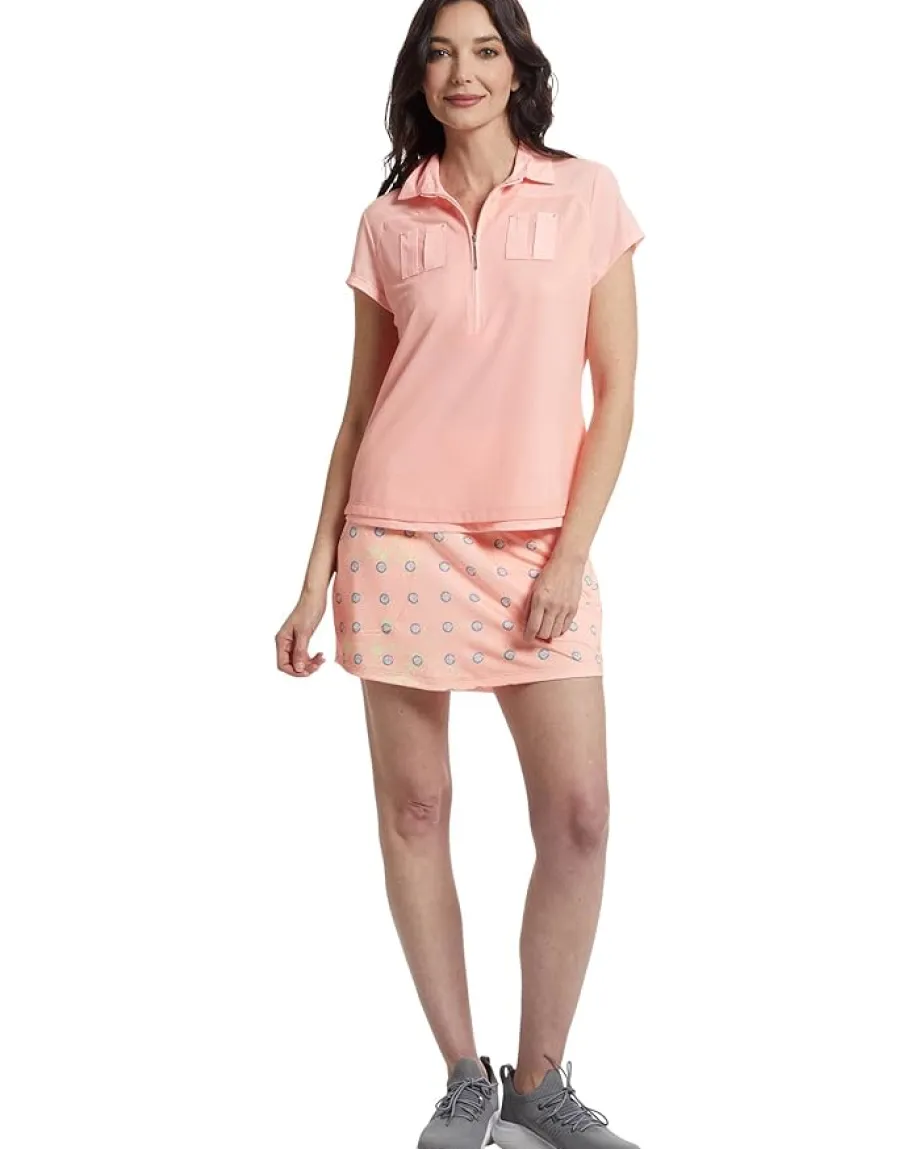 Women Jamie Sadock Solid Sunsense Polo with Mesh Overlay
