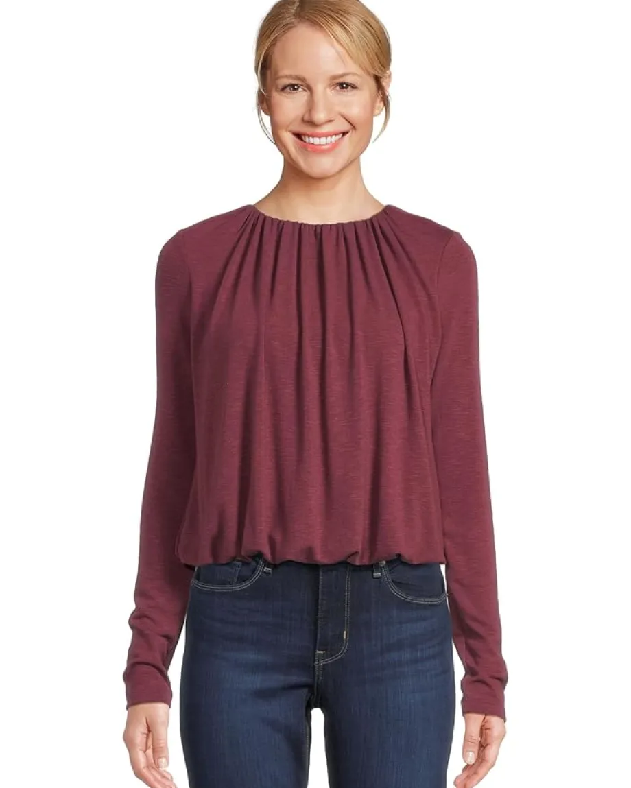 Women Michael Stars Sona Long Sleeve Bubble Top