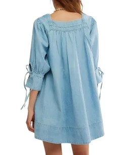 Free People Sonora Denim Mini Dress Cornflower Clearance