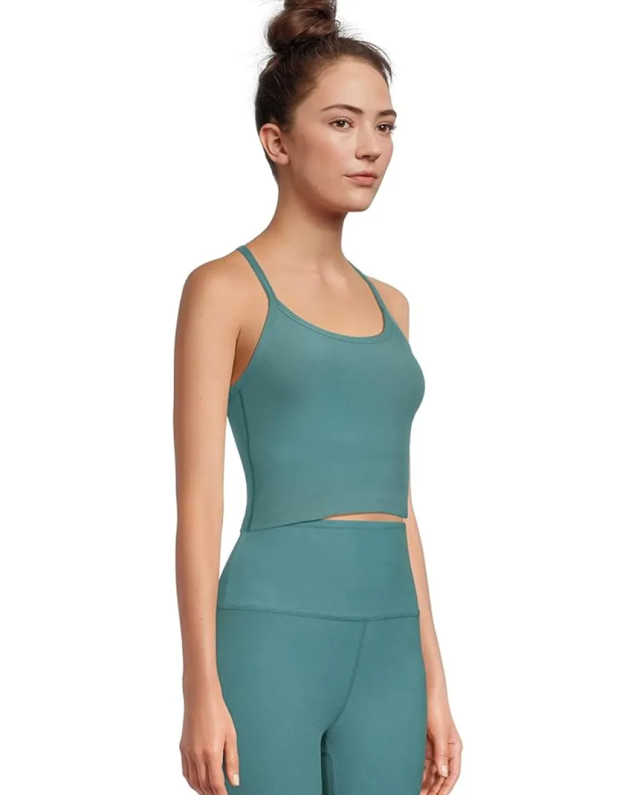 Beyond Yoga Spacedye Slim Racerback Cropped Tank Deep Aqua Heather Online