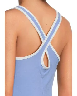 Beyond Yoga Spacedye Starting Line Dress Flower Blue Heather New