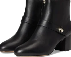 Kate Spade New York Spade Flower Smooth Leather Heeled Ankle Bootie Black Discount