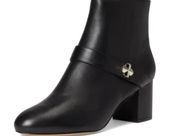 Kate Spade New York Spade Flower Smooth Leather Heeled Ankle Bootie Black Discount