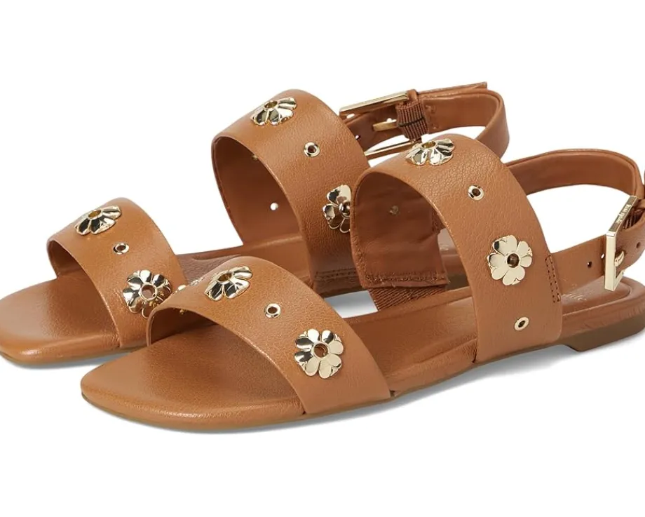 Kate Spade New York Spade Flower Stud Pebbled Leather Flat Sandals Saddle Online
