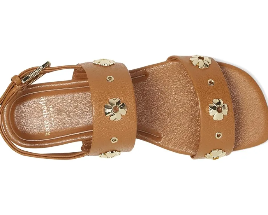 Kate Spade New York Spade Flower Stud Pebbled Leather Flat Sandals Saddle Online