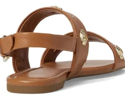 Kate Spade New York Spade Flower Stud Pebbled Leather Flat Sandals Saddle Online