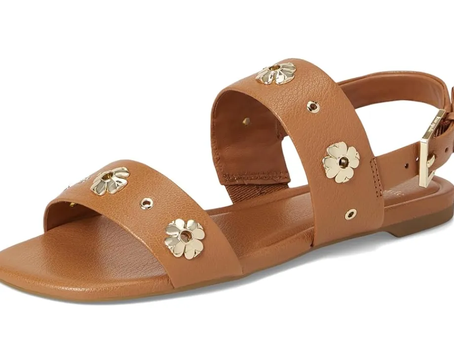 Kate Spade New York Spade Flower Stud Pebbled Leather Flat Sandals Saddle Online