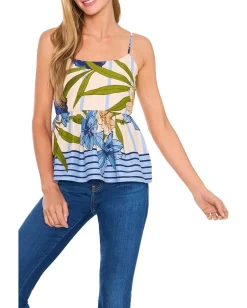 CeCe Spaghetti Strap Floral Printed Top Eggnog Online