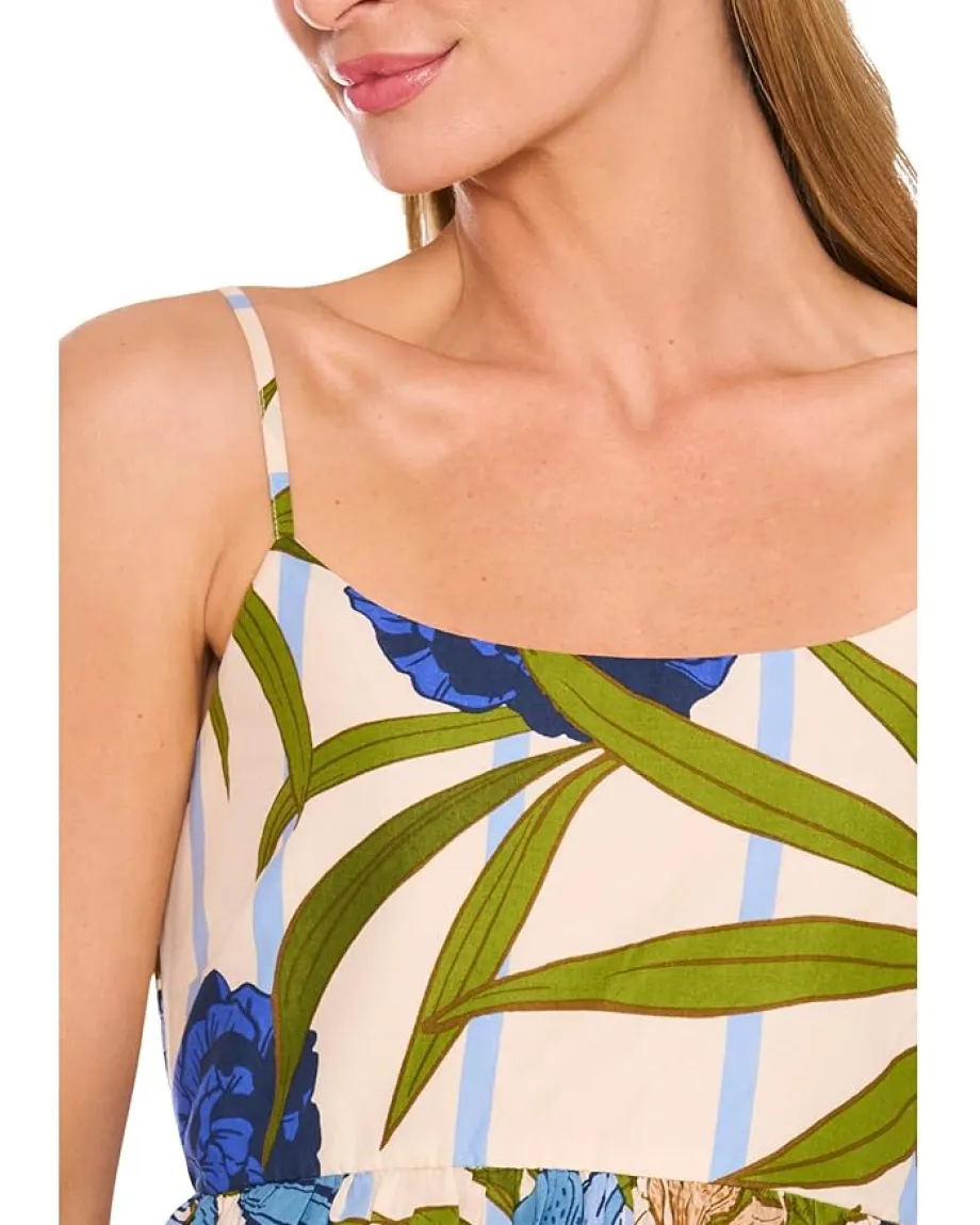 CeCe Spaghetti Strap Floral Printed Top Eggnog Online