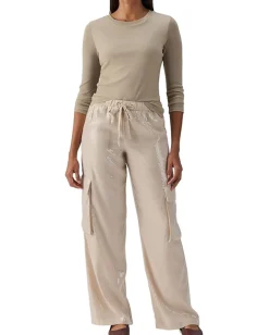 Sanctuary Sparkle Mesh Perfect Tee Frosted Almond Best