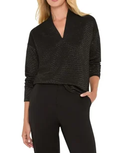NIC+ZOE Sparkle Stripe Everyday Top Black Mix