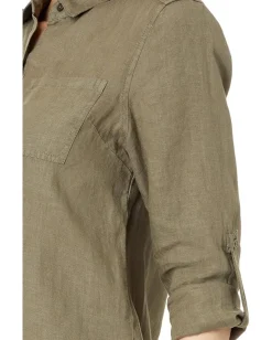 Women Michael Stars Spencer Pocket Long Sleeve Button Down