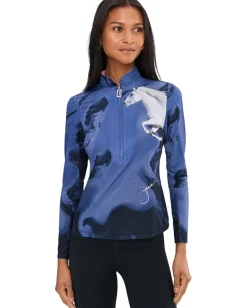 Women Jamie Sadock Spirit Print Long Sleeve Sunsense 1/4 Zip Top