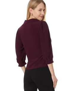 Women CeCe Split Neck 3/4 Sleeve Knit Top