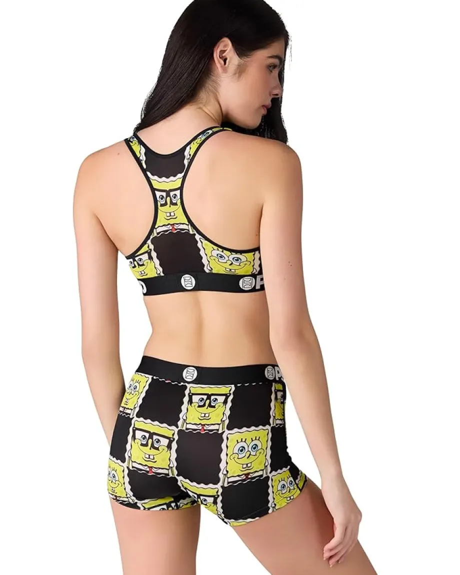 Women PSD Spongebob Squarepants Check Sports Bra