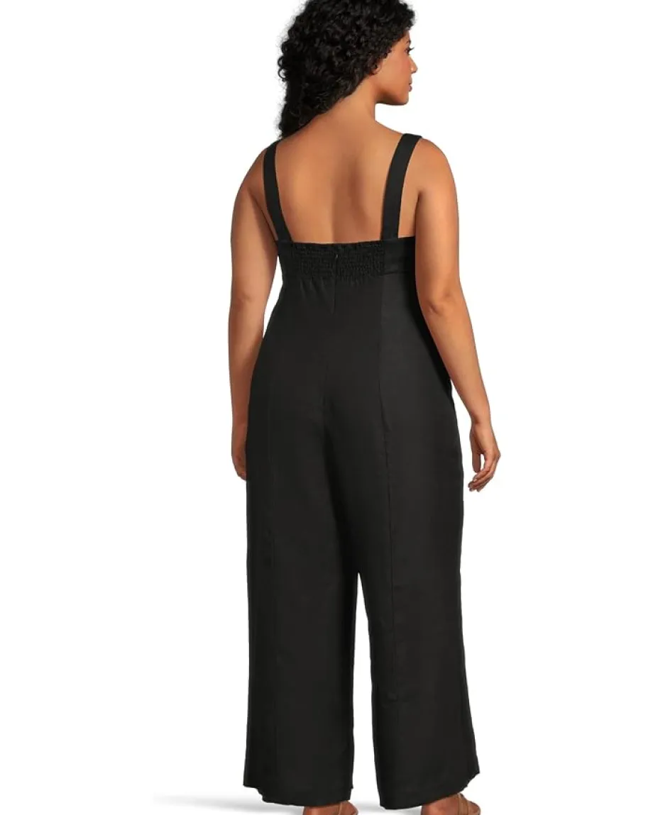 Madewell Square Neck Black Jumpsuit - Linen Jet Black Best