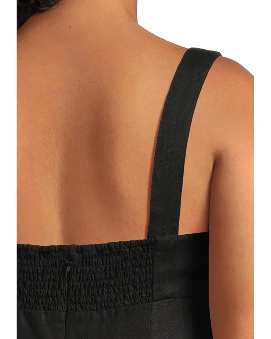 Madewell Square Neck Black Jumpsuit - Linen Jet Black Best