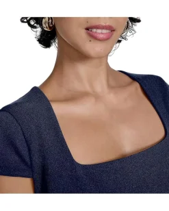 Women Calvin Klein Square Neck Pleated Aline