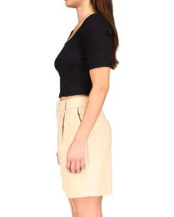 Sanctuary Square Neck Rib Top Black Online