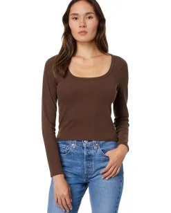 Women Madewell Square-Neck Long-Sleeve Crop Tee in Sleekhold