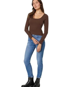 Women Madewell Square-Neck Long-Sleeve Crop Tee in Sleekhold