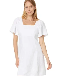 Madewell Square-Neck Mini Dress in 100% Linen Eyelet White Best