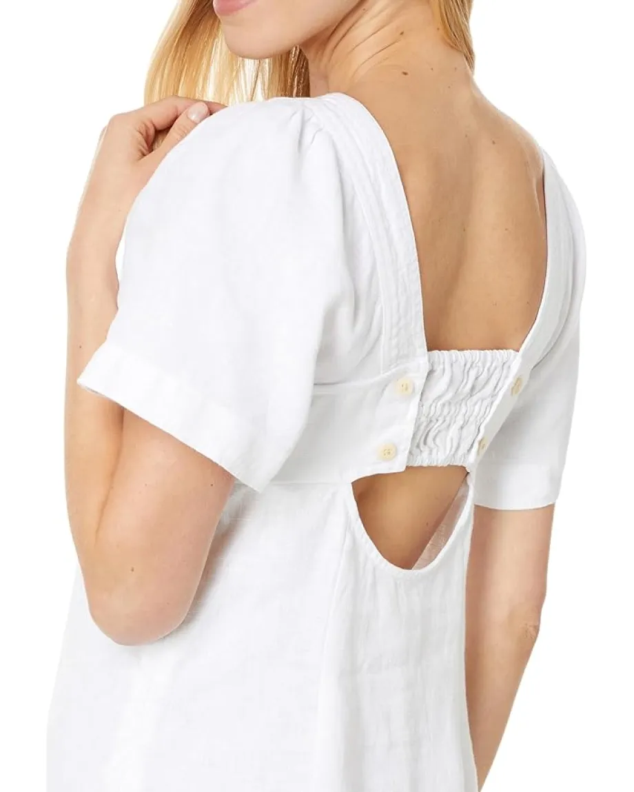 Madewell Square-Neck Mini Dress in 100% Linen Eyelet White Best