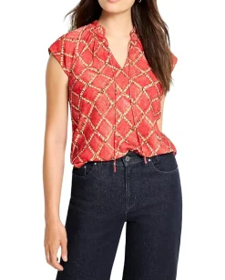 Women NIC+ZOE Squiggle Check Cap Sleeve Top
