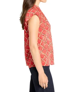 Women NIC+ZOE Squiggle Check Cap Sleeve Top