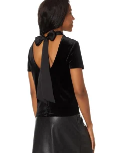 Women CeCe S/S Mock Neck A-Line Top W/ Back Combo Bow 060