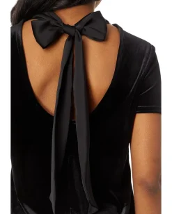 Women CeCe S/S Mock Neck A-Line Top W/ Back Combo Bow 060