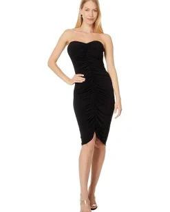 Women Norma Kamali Strapless Shirred Front Dress To Knee