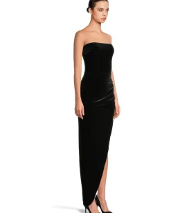 Norma Kamali Strapless Side Drape Gown Black 1 Clearance