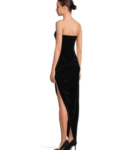 Norma Kamali Strapless Side Drape Gown Black 1 Clearance