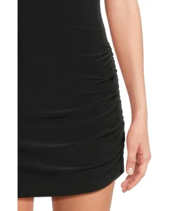 Norma Kamali Strapless Side Drape Pickleball Dress Black New