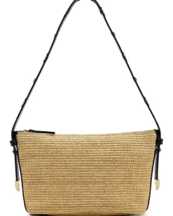 Madewell Straw Leather Sun Stud Shoulder Natural Multi New