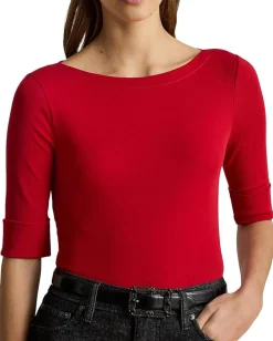 Women Lauren Ralph Lauren Stretch Cotton Boatneck Tee
